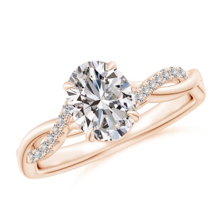 8x6mm IJI1I2 Oval Diamond Twisted Shank Engagement Ring in 10K Rose Gold