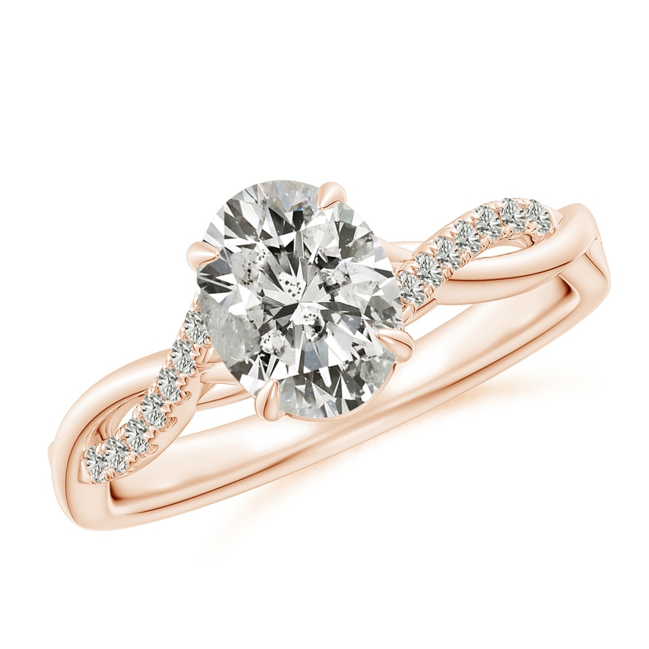 8x6mm KI3 Oval Diamond Twisted Shank Engagement Ring in Rose Gold 