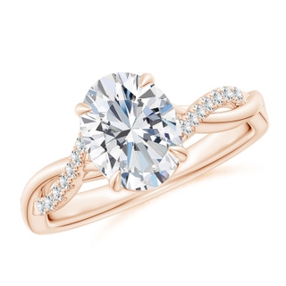 9x7mm GVS2 Oval Diamond Twisted Shank Engagement Ring in 18K Rose Gold
