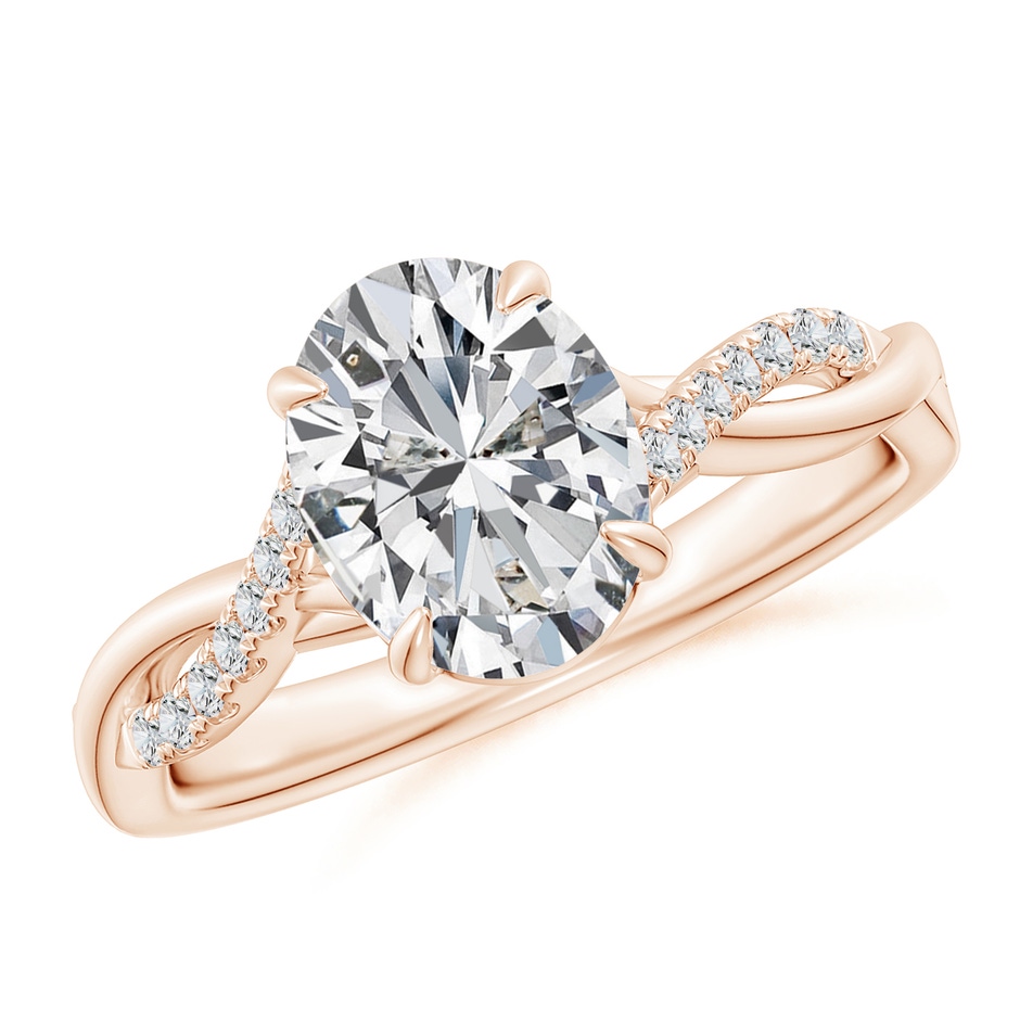 9x7mm HSI2 Oval Diamond Twisted Shank Engagement Ring in Rose Gold 