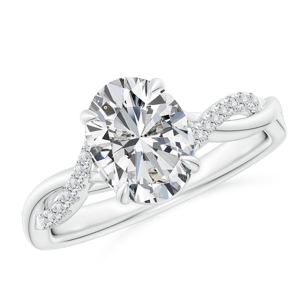 9x7mm HSI2 Oval Diamond Twisted Shank Engagement Ring in White Gold