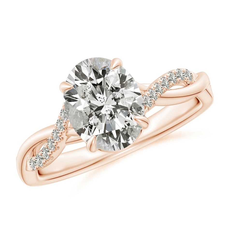 9x7mm KI3 Oval Diamond Twisted Shank Engagement Ring in 18K Rose Gold 
