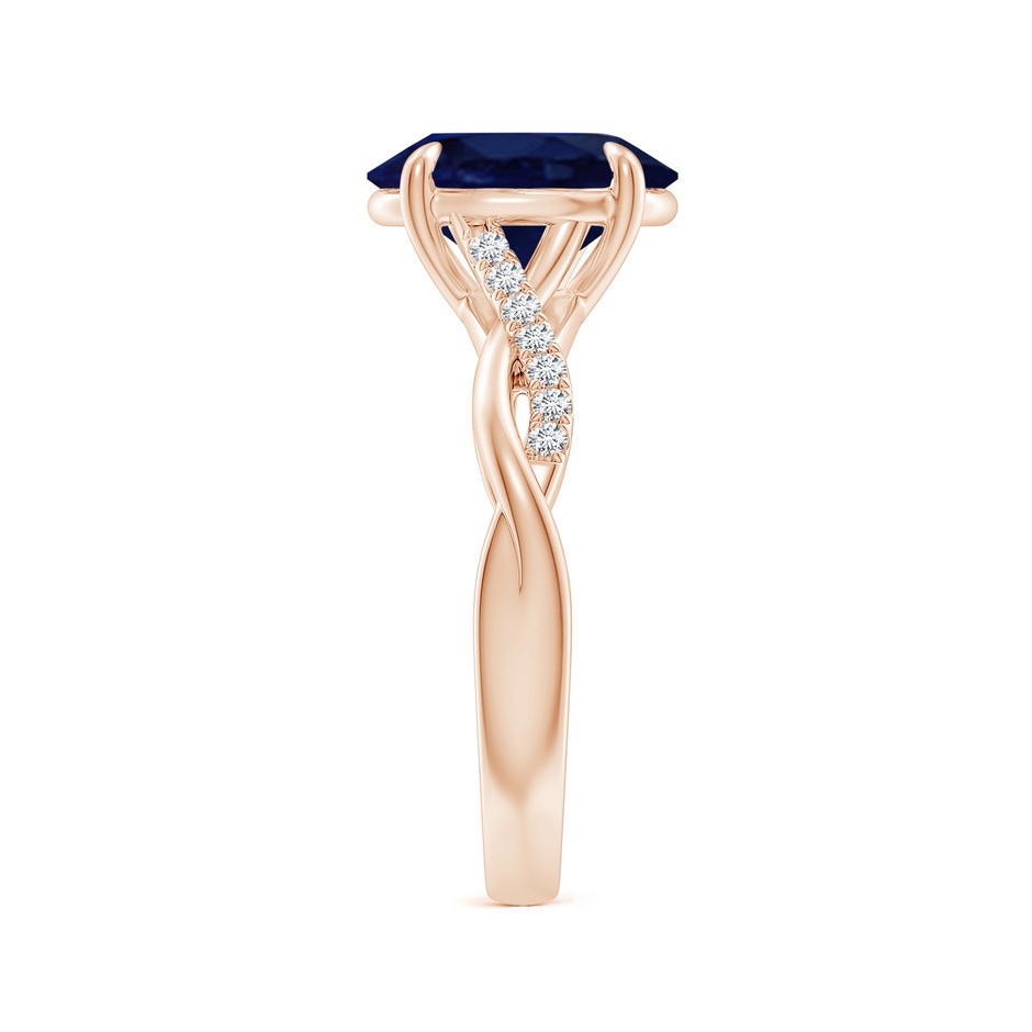 10x8mm A Oval Blue Sapphire Twisted Shank Engagement Ring in Rose Gold side 299