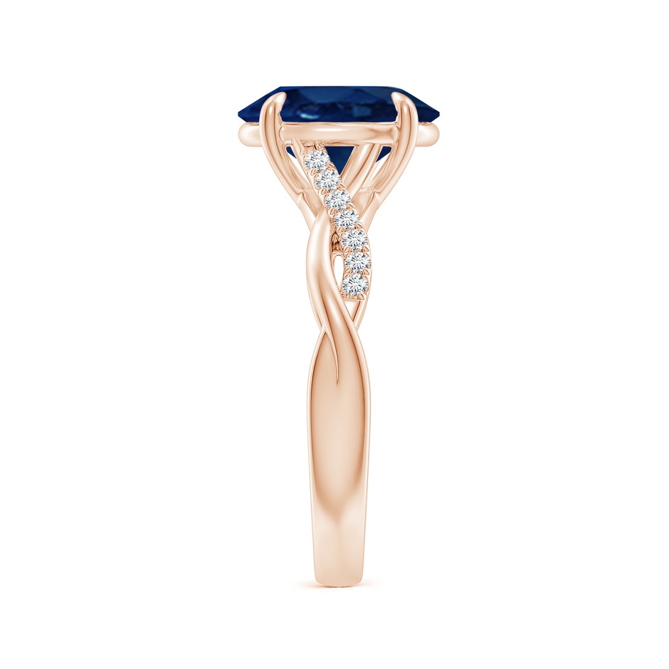 10x8mm AA Oval Blue Sapphire Twisted Shank Engagement Ring in Rose Gold side 299