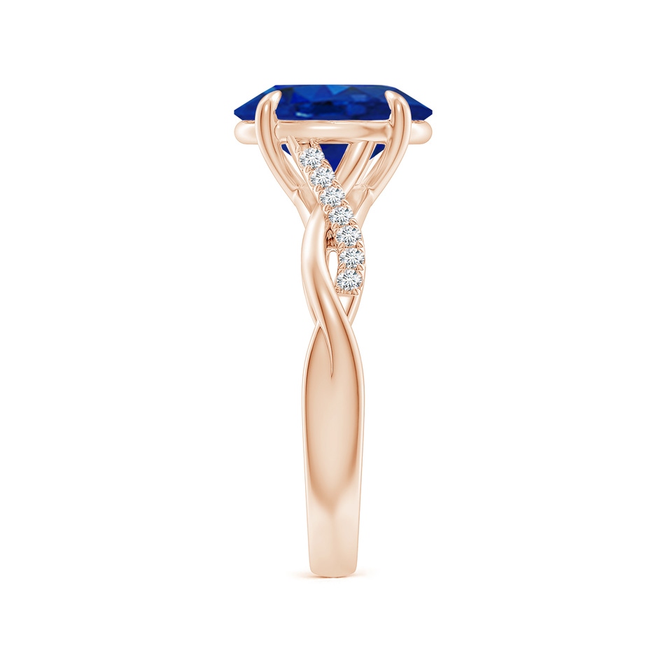 10x8mm AAA Oval Blue Sapphire Twisted Shank Engagement Ring in Rose Gold side 299