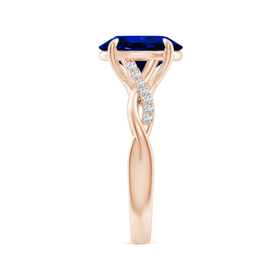 10x8mm AAAA Oval Blue Sapphire Twisted Shank Engagement Ring in 18K Rose Gold side 299