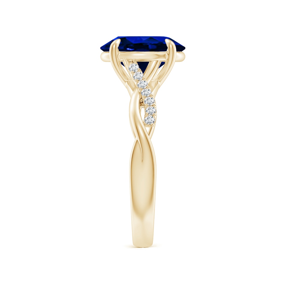 10x8mm AAAA Oval Blue Sapphire Twisted Shank Engagement Ring in Yellow Gold side 299