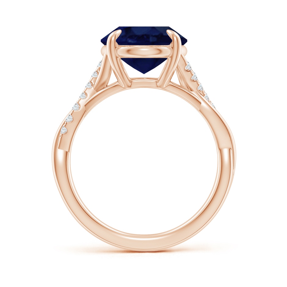 12x10mm A Oval Blue Sapphire Twisted Shank Engagement Ring in Rose Gold side 199