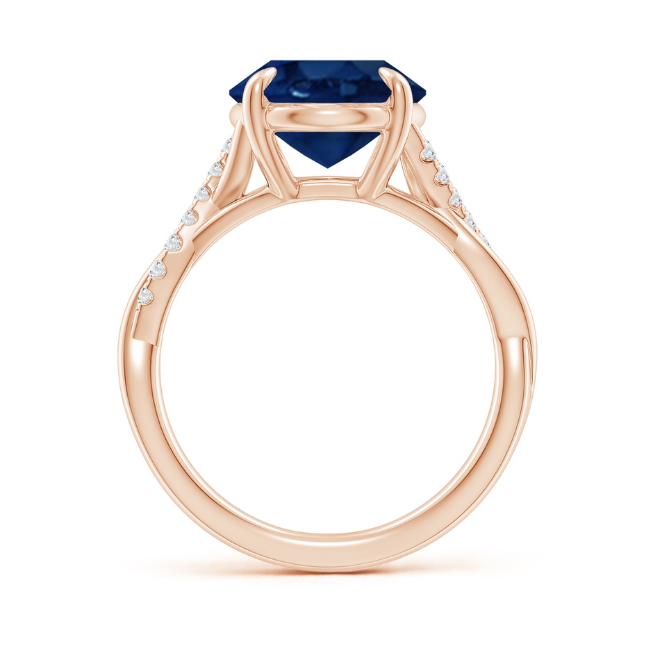 12x10mm AA Oval Blue Sapphire Twisted Shank Engagement Ring in Rose Gold side 199