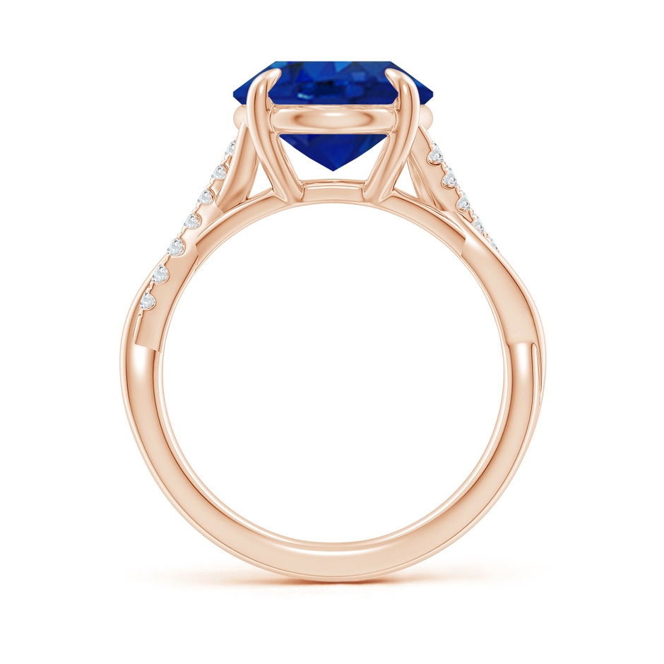 12x10mm AAA Oval Blue Sapphire Twisted Shank Engagement Ring in Rose Gold side 199