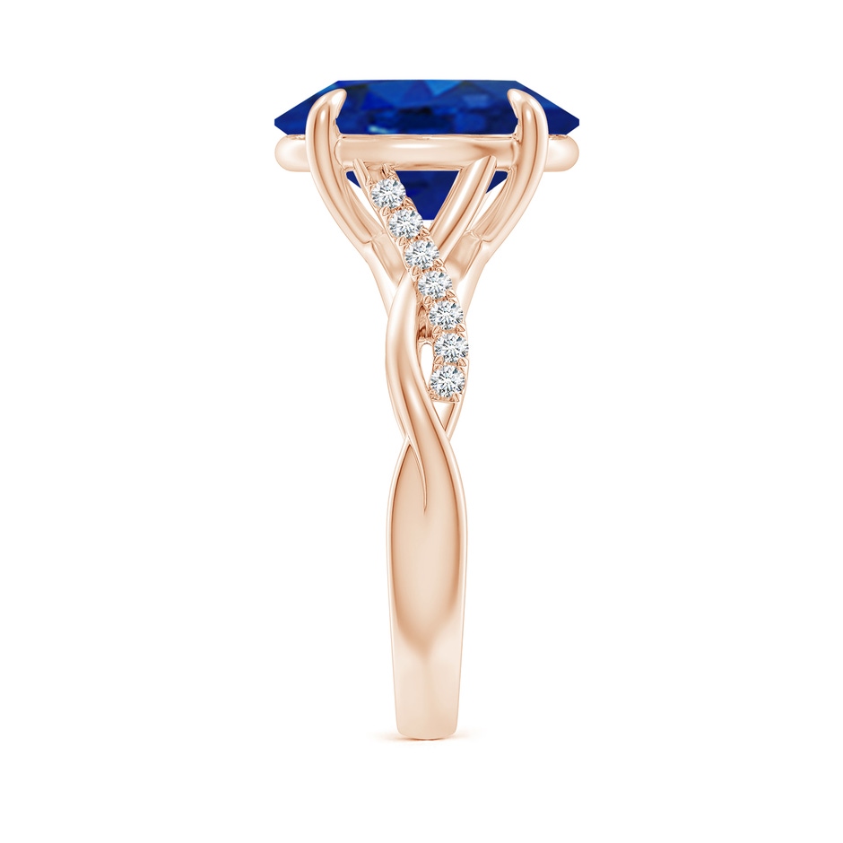 12x10mm AAA Oval Blue Sapphire Twisted Shank Engagement Ring in Rose Gold side 299
