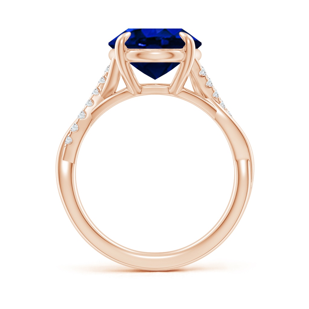12x10mm AAAA Oval Blue Sapphire Twisted Shank Engagement Ring in 18K Rose Gold - side 199