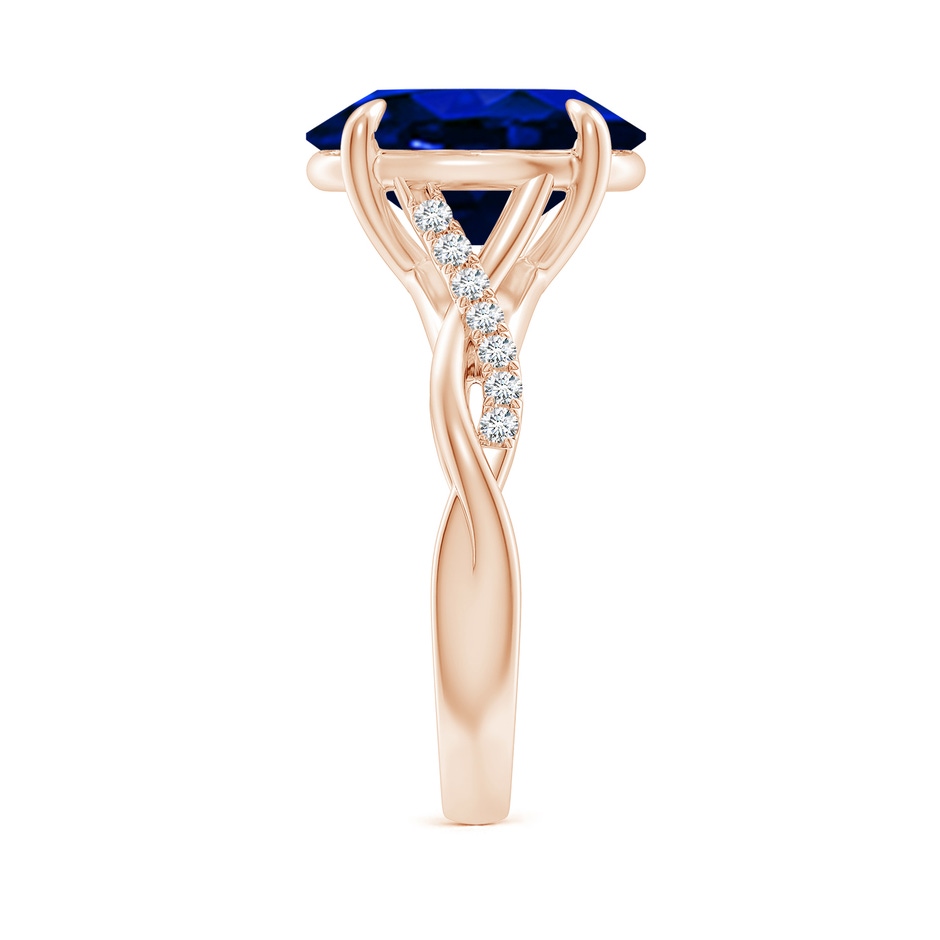 12x10mm AAAA Oval Blue Sapphire Twisted Shank Engagement Ring in 18K Rose Gold side 299
