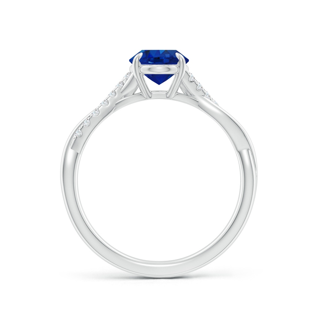 8x6mm AAA Oval Blue Sapphire Twisted Shank Engagement Ring in White Gold - side 199