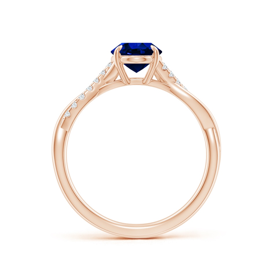 8x6mm AAAA Oval Blue Sapphire Twisted Shank Engagement Ring in Rose Gold side 199