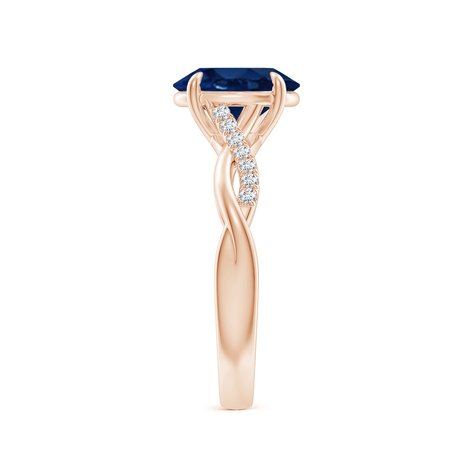 9x7mm AA Oval Blue Sapphire Twisted Shank Engagement Ring in Rose Gold side 299