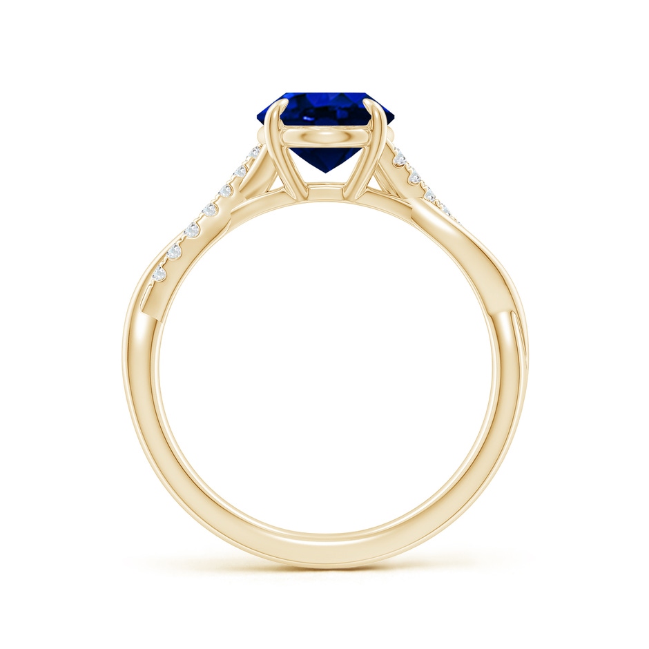 9x7mm AAAA Oval Blue Sapphire Twisted Shank Engagement Ring in 18K Yellow Gold side 199
