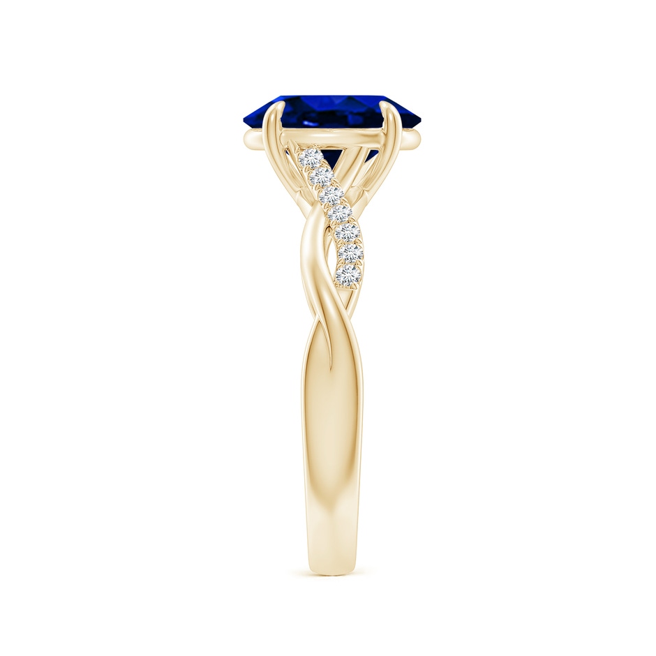 9x7mm AAAA Oval Blue Sapphire Twisted Shank Engagement Ring in 18K Yellow Gold side 299