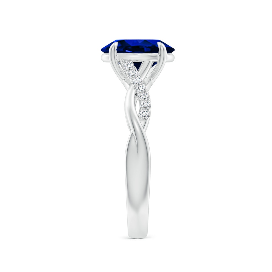 9x7mm AAAA Oval Blue Sapphire Twisted Shank Engagement Ring in P950 Platinum side 299