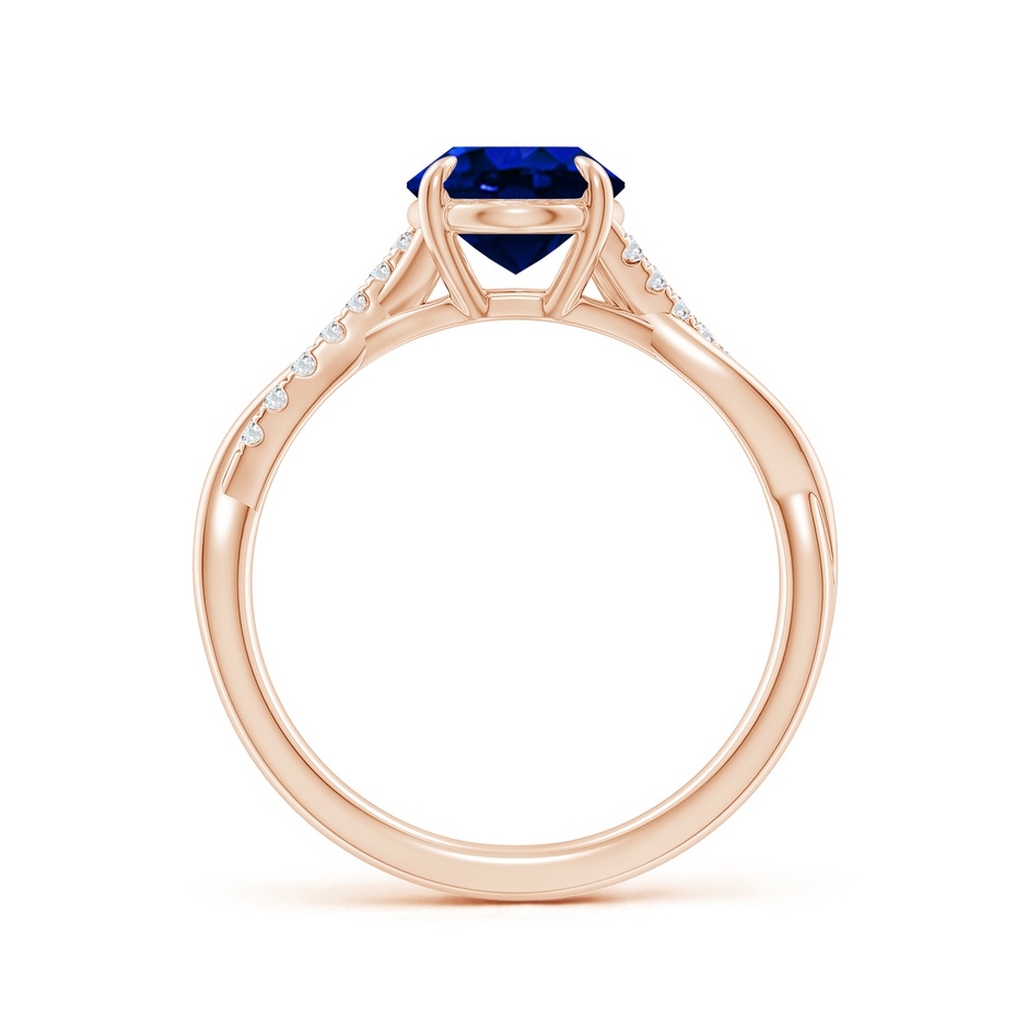 9x7mm AAAA Oval Blue Sapphire Twisted Shank Engagement Ring in Rose Gold side 199