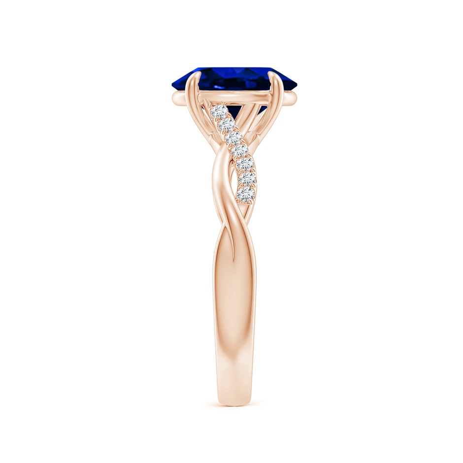9x7mm AAAA Oval Blue Sapphire Twisted Shank Engagement Ring in Rose Gold side 299