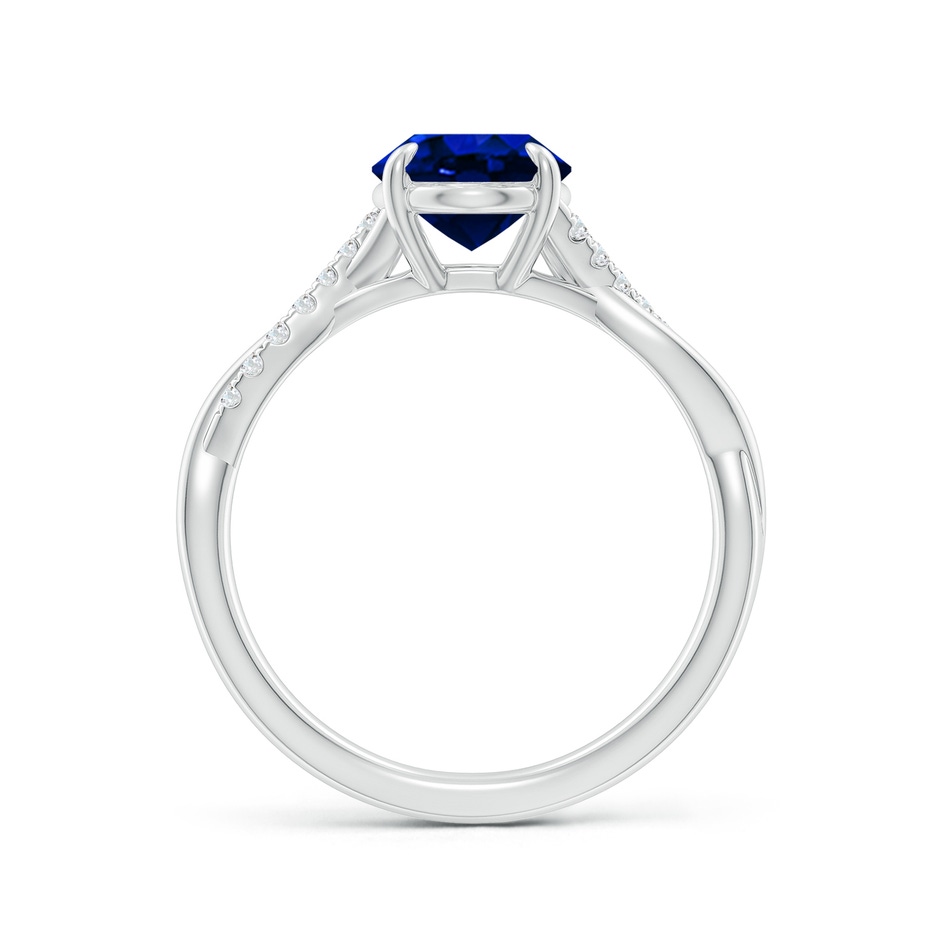 9x7mm AAAA Oval Blue Sapphire Twisted Shank Engagement Ring in White Gold side 199