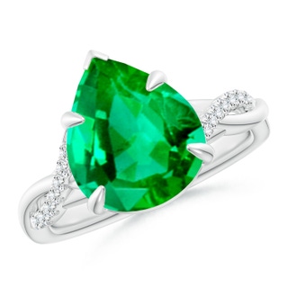 12x10mm AAA Pear-Shaped Emerald Twisted Shank Engagement Ring in P950 Platinum