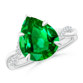 12x10mm AAAA Pear-Shaped Emerald Twisted Shank Engagement Ring in P950 Platinum