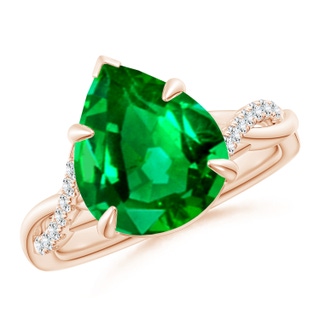 12x10mm AAAA Pear-Shaped Emerald Twisted Shank Engagement Ring in Rose Gold