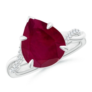 12x10mm A Pear-Shaped Ruby Twisted Shank Engagement Ring in P950 Platinum