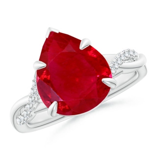 12x10mm AAA Pear-Shaped Ruby Twisted Shank Engagement Ring in P950 Platinum