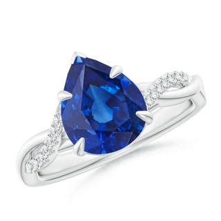 10x8mm AAA Pear-Shaped Blue Sapphire Twisted Shank Engagement Ring in P950 Platinum