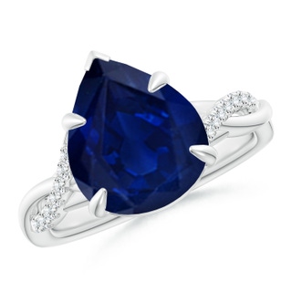 12x10mm AA Pear-Shaped Blue Sapphire Twisted Shank Engagement Ring in P950 Platinum