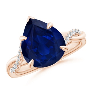12x10mm AA Pear-Shaped Blue Sapphire Twisted Shank Engagement Ring in Rose Gold