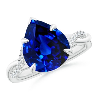 12x10mm AAAA Pear-Shaped Blue Sapphire Twisted Shank Engagement Ring in P950 Platinum