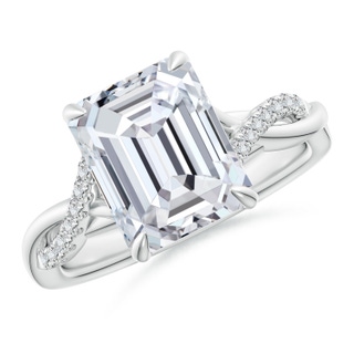 10x7.5mm HSI2 Emerald-Cut Diamond Twisted Shank Engagement Ring in P950 Platinum