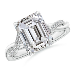 10x7.5mm IJI1I2 Emerald-Cut Diamond Twisted Shank Engagement Ring in P950 Platinum