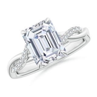 8.5x6.5mm GVS2 Emerald-Cut Diamond Twisted Shank Engagement Ring in P950 Platinum