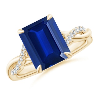 Emerald Cut Lab-Grown Lab Grown Blue Sapphire