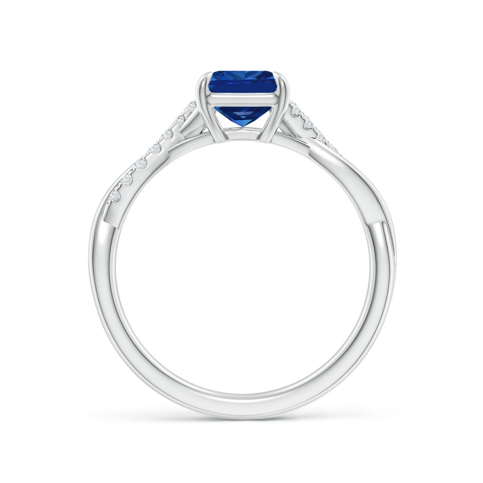 8x6mm Lab-Grown Emerald-Cut Blue Sapphire Twisted Shank Engagement Ring in White Gold side 199