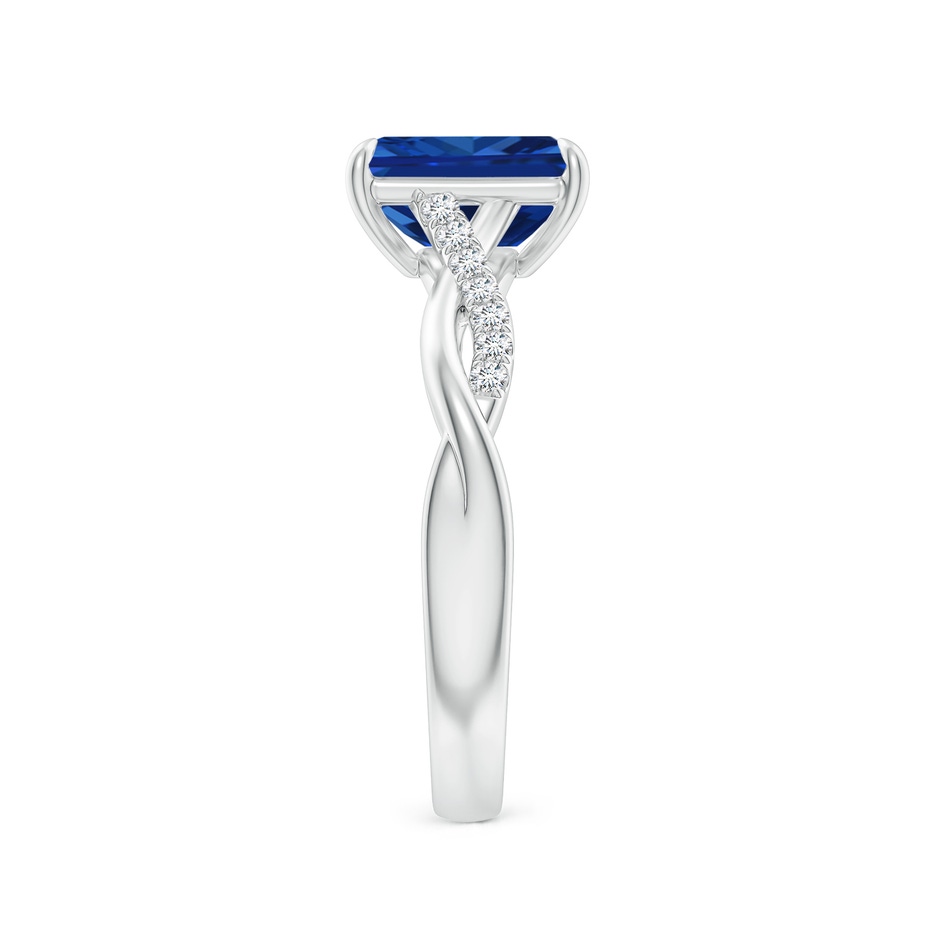 8x6mm Lab-Grown Emerald-Cut Blue Sapphire Twisted Shank Engagement Ring in White Gold side 299