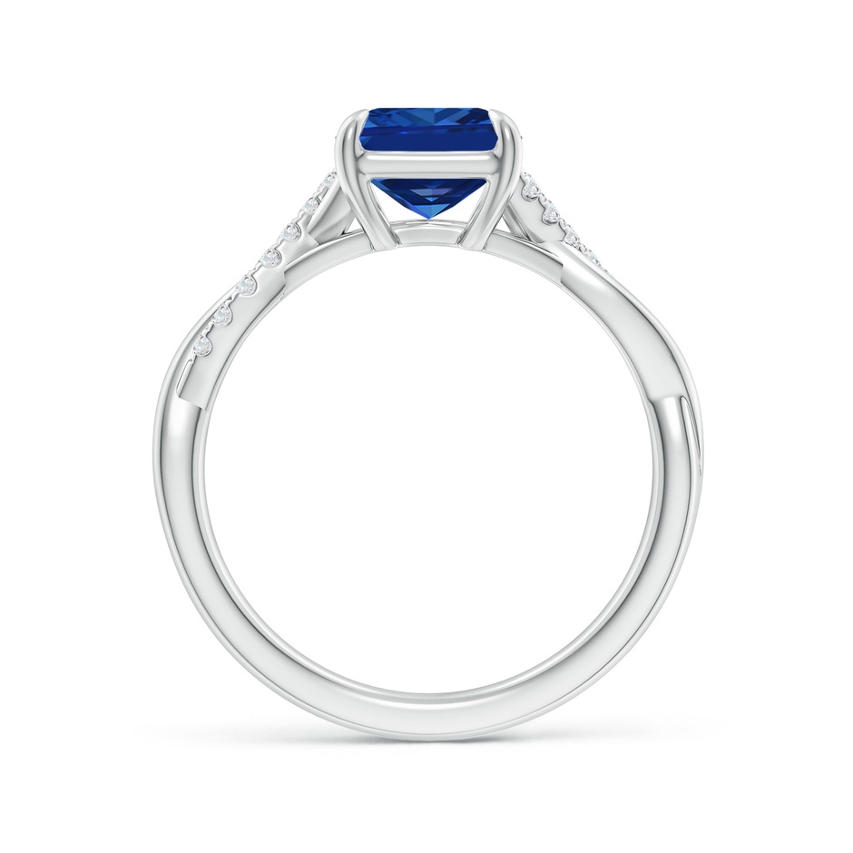 9x7mm Lab-Grown Emerald-Cut Blue Sapphire Twisted Shank Engagement Ring in 18K White Gold side 199