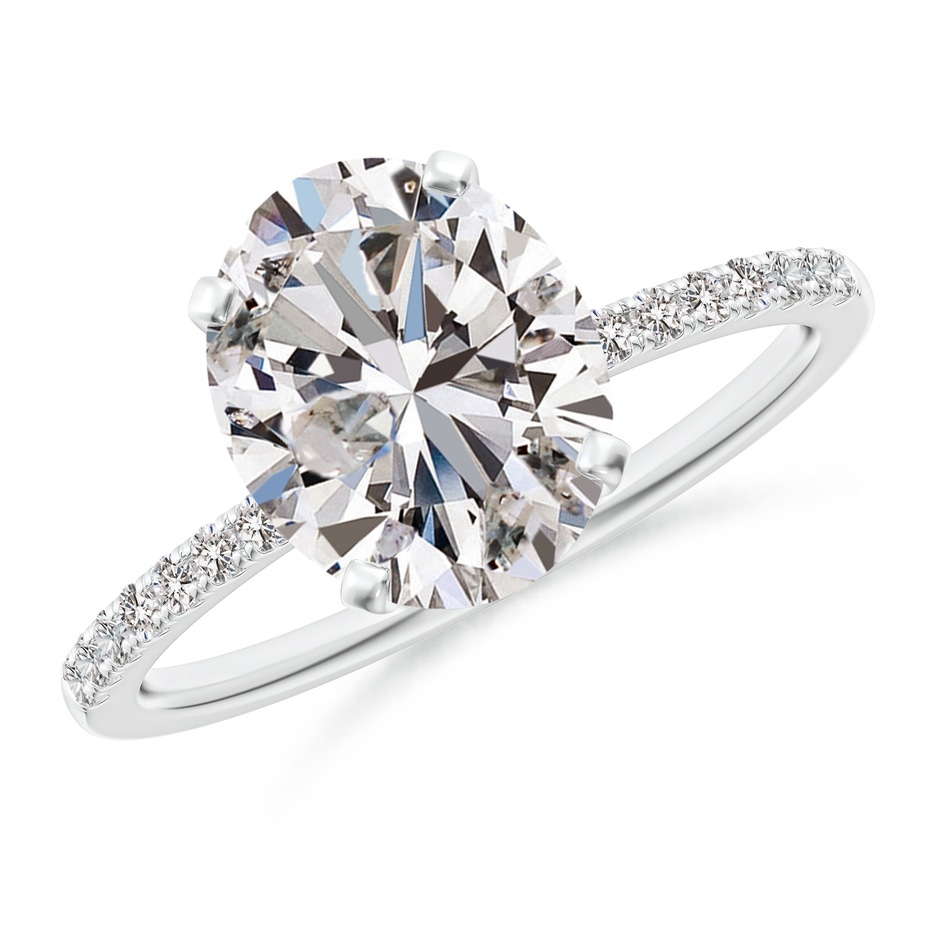 10x8mm IJI1I2 Peg Head Oval Diamond Classic Engagement Ring in White Gold 