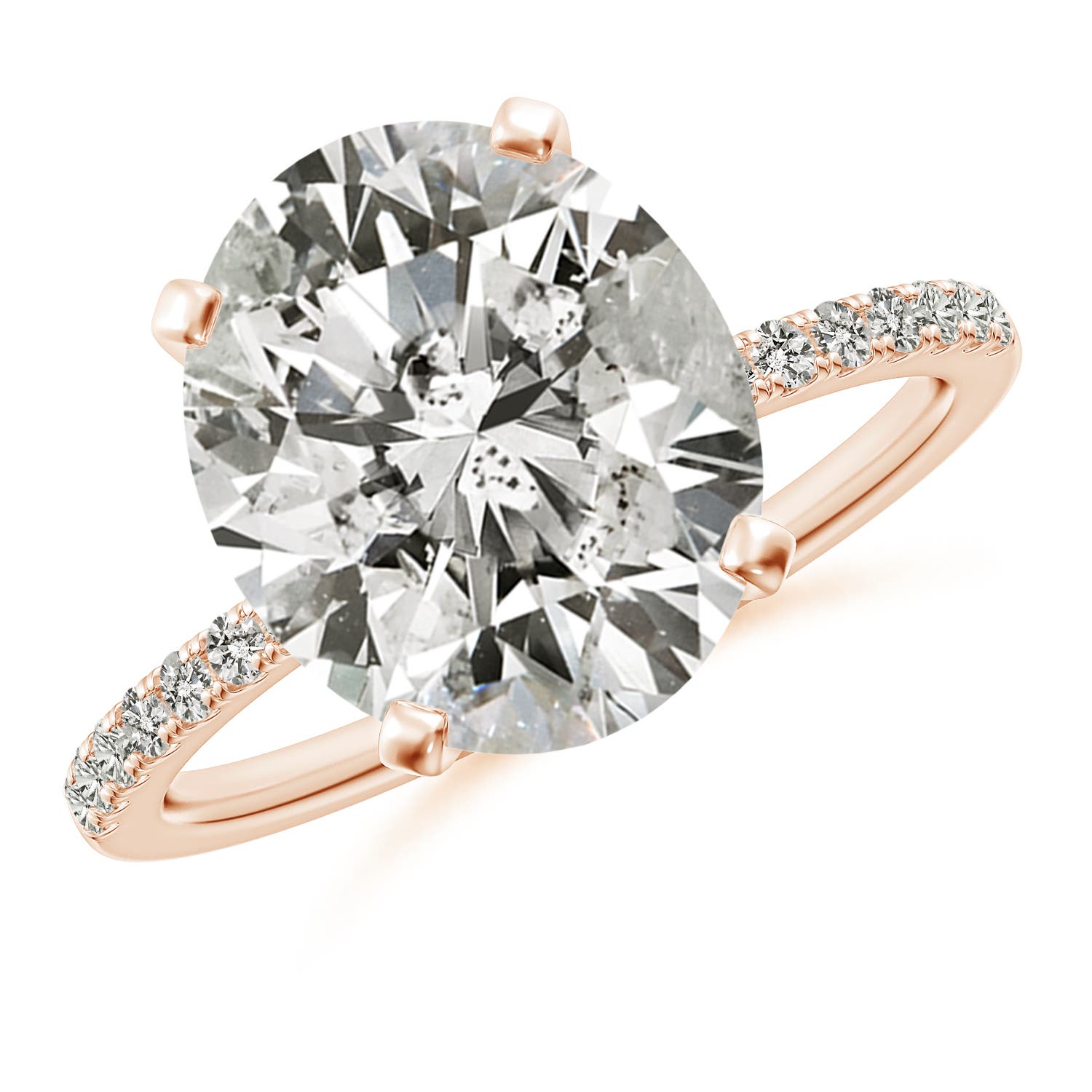 Angara 4.19 CTW Peg Head Oval Diamond Classic Engagement Ring in 18K Rose Gold