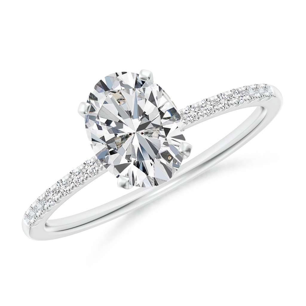 8x6mm HSI2 Peg Head Oval Diamond Classic Engagement Ring in White Gold