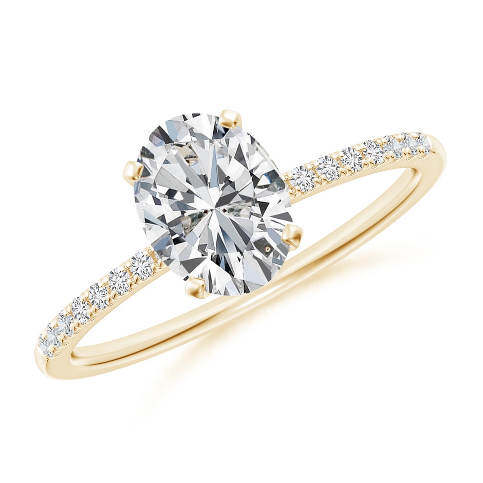 8x6mm HSI2 Peg Head Oval Diamond Classic Engagement Ring in Yellow Gold 