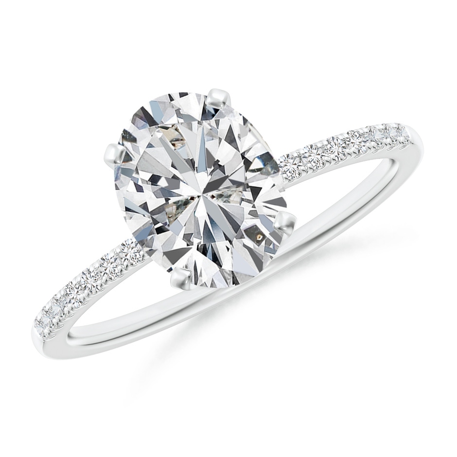 9x7mm HSI2 Peg Head Oval Diamond Classic Engagement Ring in White Gold 