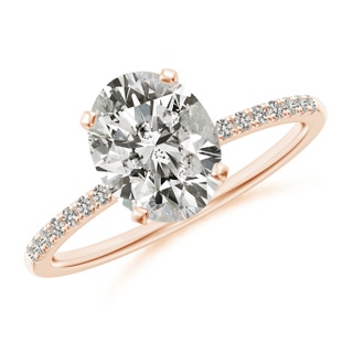 9x7mm KI3 Peg Head Oval Diamond Classic Engagement Ring in 18K Rose Gold