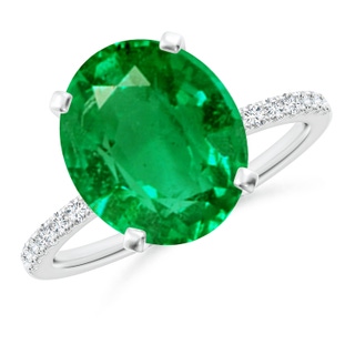 12x10mm AAA Peg Head Oval Emerald Classic Engagement Ring in P950 Platinum