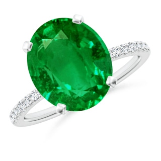12x10mm AAAA Peg Head Oval Emerald Classic Engagement Ring in P950 Platinum